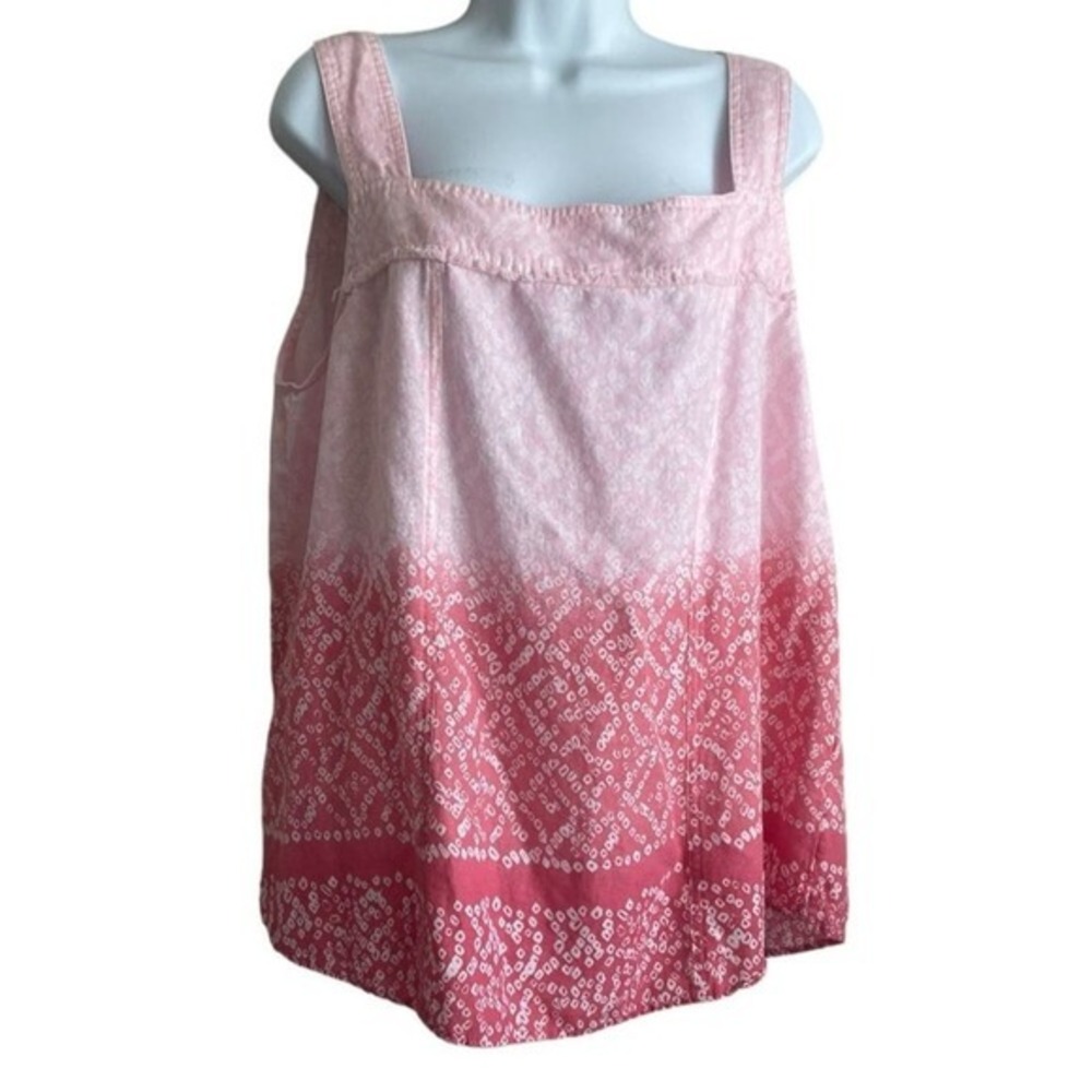 Westbound Women Boho Cottagecore Tunic Top XL Pink Ombre Linen Blend Square Neck